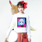 めぐ。の泣き笑いの三つ編み美少女（昔のテレビっぽい加工あり） Long Sleeve T-Shirt :model wear (front)