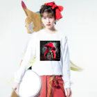 DIO CRAFT スズリ店のヤチル ハロウィン モンスター  ロングスリーブTシャツの着用イメージ(表面)