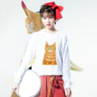 Washiemon and Ai-chan's Shopのオレンジ猫 ロングスリーブTシャツの着用イメージ(表面)