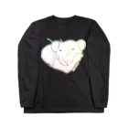 ねずみのおみせ suzuri店のしろちゃんと一緒に筋トレしよう(虹色グラデ) Long Sleeve T-Shirt