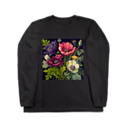 botanicalartAIのアネモネのボカニカルアートイラスト ロングスリーブTシャツ