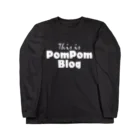 mf@PomPomBlogのMutant Pom Pom Blog Logo（white） Long Sleeve T-Shirt