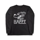 nidan-illustrationのhappy dog (white ink) ロングスリーブTシャツ