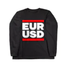金融投資デザイン　カマラオンテ-ムラサキのユロドル ユーロドル EURUSD FX 為替 両替 　白字白　フォント  トレーダー　トレード　投資家 Long Sleeve T-Shirt