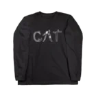 E_wo_nageru_hitoの猫文字 英語・白ver ロングスリーブTシャツ