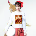 HAKO NO KIMAGUREの平日マスクグラフィック-レトロ- ロングスリーブTシャツの着用イメージ(表面)