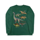タワラ　コウイチのドット絵-恐竜大集合 ロングスリーブTシャツ