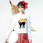 ねこふんじゃダメの魔女っ子猫のハッピーハロウィン ロングスリーブTシャツの着用イメージ(表面)