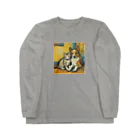 garireoのゴッホが描いたような仲良しの猫と犬 Long Sleeve T-Shirt