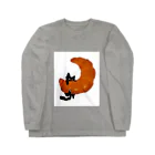 mukuinudotcomのクロワッサンと猫（あぶなーい！）白枠 Long Sleeve T-Shirt