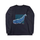 Kinkadesign うみのいきものカワイイShopのマッコウクジラの冒険 ロングスリーブTシャツ