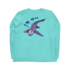 LalaHangeulのGhost Shark　ハングル版　バックプリント Long Sleeve T-Shirt :back
