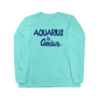 宇宙の真理ナビゲーターSunsCrystal's Shopの【水瓶座】AQUARIUS is Genius ロングスリーブTシャツ