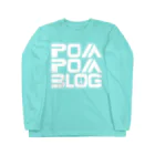 mf@PomPomBlogのPom City Four Logo（white） ロングスリーブTシャツ