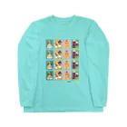 Quatre Illustrationのキャトル切手_お野菜ファッションショーA 4×4 Long Sleeve T-Shirt