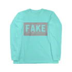 オールド昭和スタイル×クロップリッチのFAKE-A world full of fakes-gray ロングスリーブTシャツ