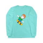 豚人イラストのパンダ武島のジャンピングスケボピッグ Long Sleeve T-Shirt