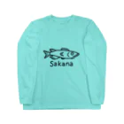 MrKShirtsのSakana (魚) 黒デザイン ロングスリーブTシャツ