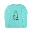 MrKShirtsのPengin (ペンギン) 黒デザイン Long Sleeve T-Shirt