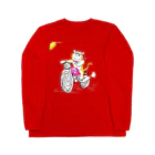 星子グリーン工房のほのぼの猫  ねこ と バイク Long Sleeve T-Shirt