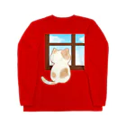 ウチのMEIGENやさんの猫 〜窓辺のひととき〜 ロングスリーブTシャツ