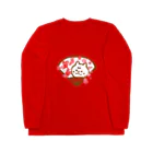 エクレアンショップの扇子の柴犬と桜と賀春文字 Long Sleeve T-Shirt