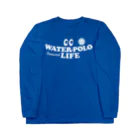 sports_tower スポーツタワーの水球・目玉・白・すいきゅう・WATER POLO・デザイン・Tシャツ・かっこいい・かわいい・男子・女子・ボール・スポーツ・巻き足・ハンドリング・出足・ドリブル・リターン・ワンタッチシュート・チームワーク ロングスリーブTシャツ