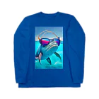 クジラデザインのご機嫌クジラ ロングスリーブTシャツ