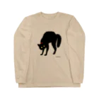 小鳥と映画館の赤い首輪のツンデレ黒猫ちゃん Long Sleeve T-Shirt