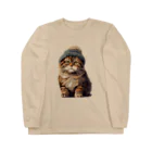 chubby the catのknit hat cat Long Sleeve T-Shirt