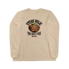 メシテロタイプ（飯テロTシャツブランド）の1ポンドステーキ（ビンテージ風） ロングスリーブTシャツ