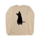 小鳥と映画館の小首をかしげるあざとい黒猫ちゃん Long Sleeve T-Shirt