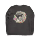 猫のきぬくんのお店のお花のリースとにゃんこ Long Sleeve T-Shirt :back