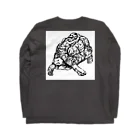 ■マネっぴ■のヒョウモンガメはリクガメです。モノクロ Long Sleeve T-Shirt :back