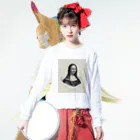 PALA's SHOP　cool、シュール、古風、和風、のモナリザの肖像》 レオナルド・ダ・ヴィンチ作 ゼフィリン・フェリックス・ジャン・マリウス・ベリアール 1890年頃 1824 ロングスリーブTシャツの着用イメージ(表面)