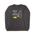 TM-3 Designの名画 × BEER（牛乳を注ぐ女・牛乳かビールか、それが問題だ。）白線画 Long Sleeve T-Shirt