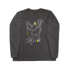 ビールとアート TM-3 Designの名画 × BEER（鳥獣戯画）ロゴ賑やかver.白線画 Long Sleeve T-Shirt