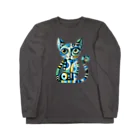 大人かわいい動物の世界のカラフル猫 Long Sleeve T-Shirt