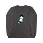 SUIMINグッズのお店の【中】緑のビキニのねこ ロングスリーブTシャツ