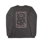 cosmicatiromの夜桜と散歩猫 ロングスリーブTシャツ