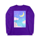 手描きのエトセトラのパステル夜空 ロングスリーブTシャツ