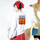 れいわ川越比企勝手連グッズのSTOP増税（両面） Long Sleeve T-Shirt :model wear (back, sleeve)