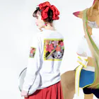 テル！のお店のサクラとニャンコの親子 Long Sleeve T-Shirt :model wear (back, sleeve)