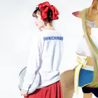 シンイチロォのおみせの爽やかロゴ！！ Long Sleeve T-Shirt :model wear (back, sleeve)