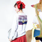 KanekoPetaのShimoda_purple_bule_pinkplane  Long Sleeve T-Shirt :model wear (back, sleeve)