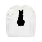 アトリエGINのロシアンブルー銀　猫の100% Tシャツ(黒シルエットVer)  ロングスリーブTシャツの裏面