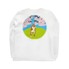 わんらぶの桜道通り行くわんちゃん Long Sleeve T-Shirt :back