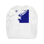 cuuyabowの横浜港海岸Map / Navy Ocean Long Sleeve T-Shirt :back