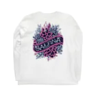 N SAUNA LOGOのネオン風花柄サウナロゴ11　花柄ver.4 ロングスリーブTシャツの裏面