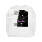 SnapTail by 交流猫動画のデカい黒猫どんちゃん ロングスリーブTシャツの裏面